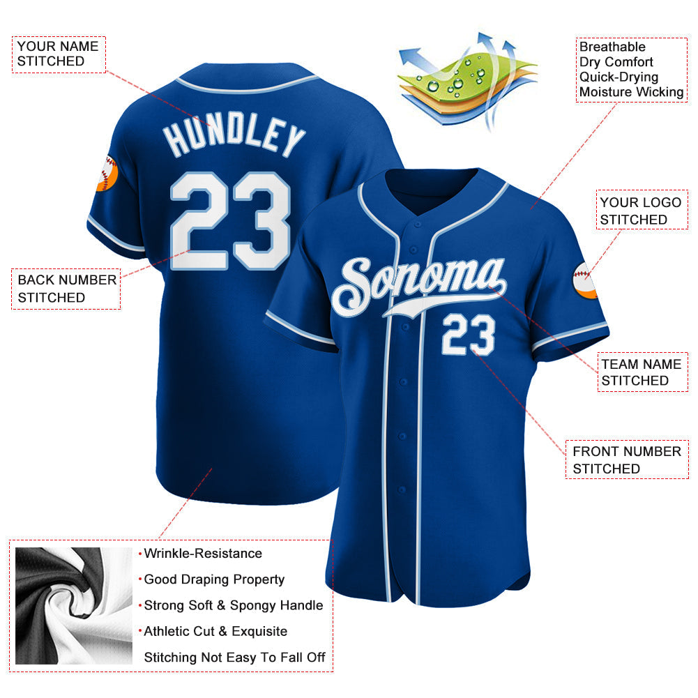 Custom Baseball Jersey - Royal White-Light Blue