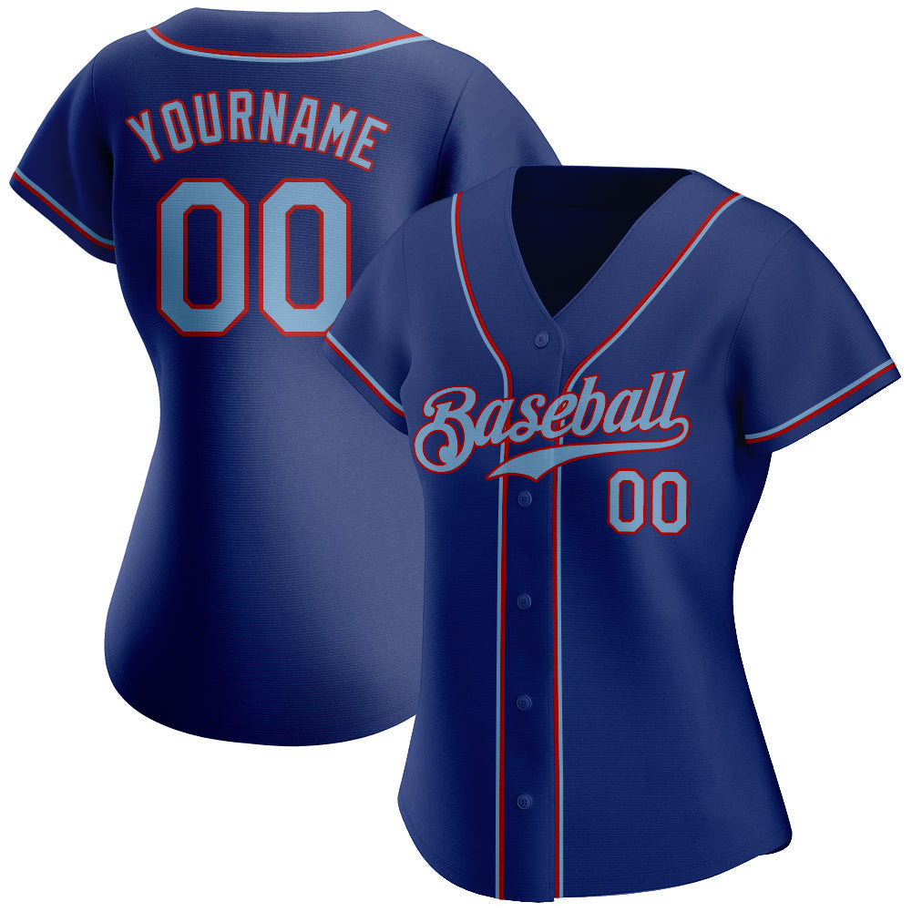 Custom Baseball Jersey - Royal Light Blue-Red