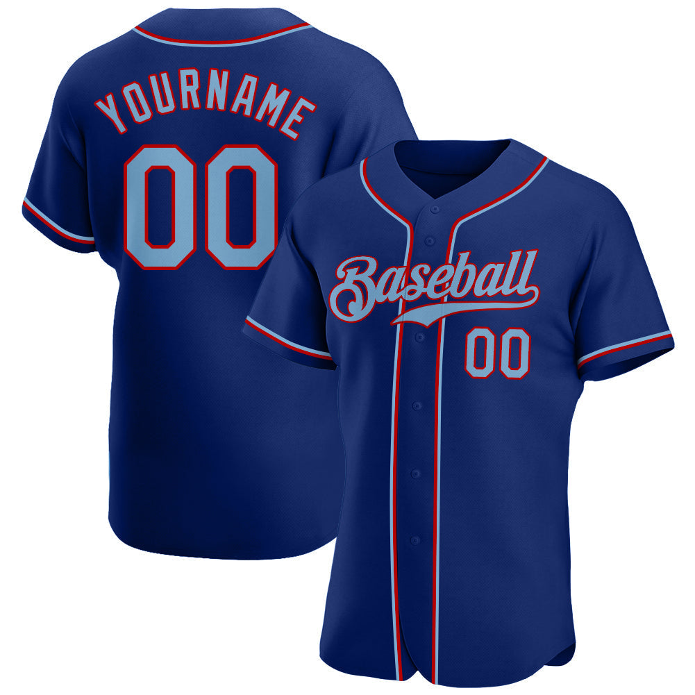 Custom Baseball Jersey - Royal Light Blue-Red