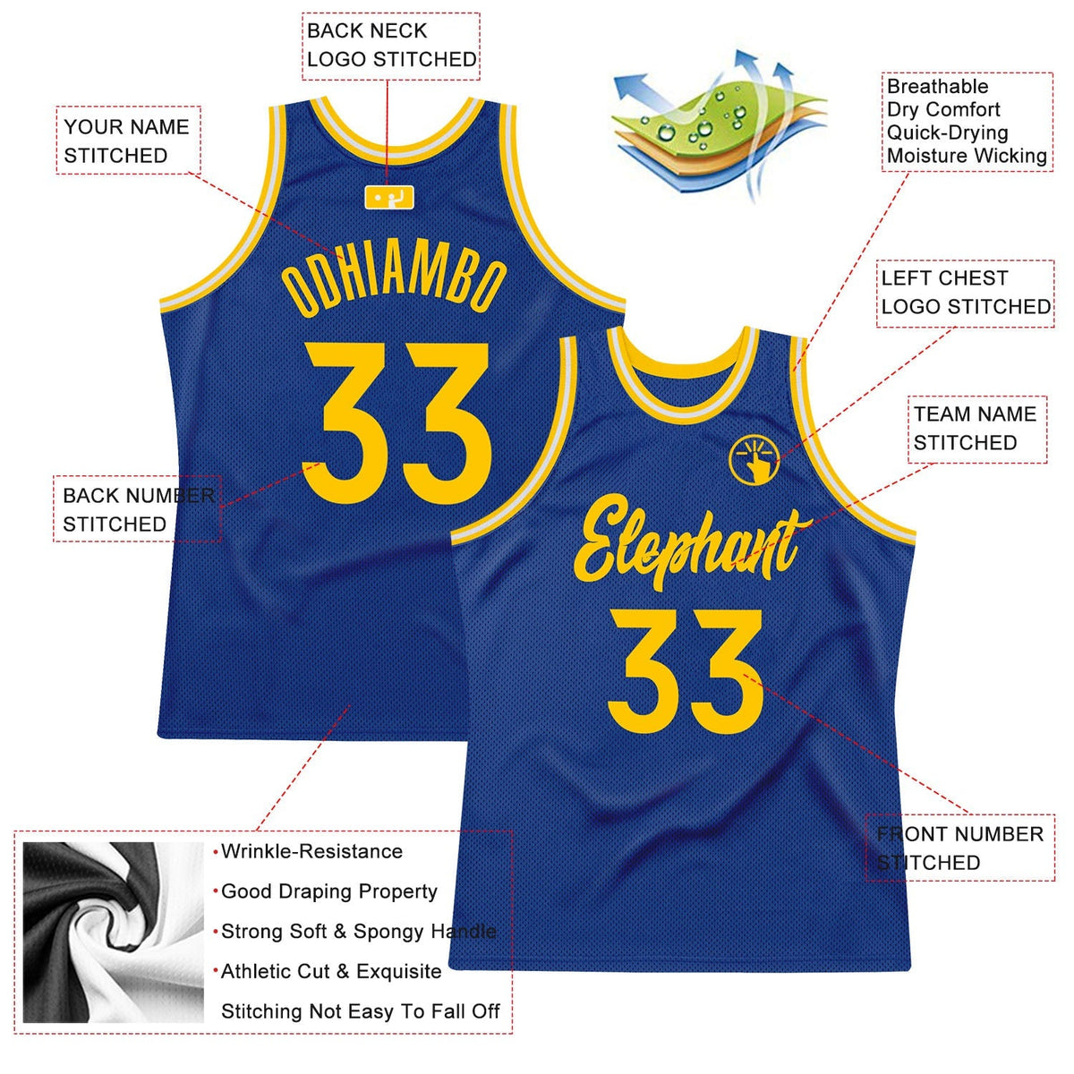 Custom Basketball Jersey - Royal Gold-White Throwback - Style Royal0106