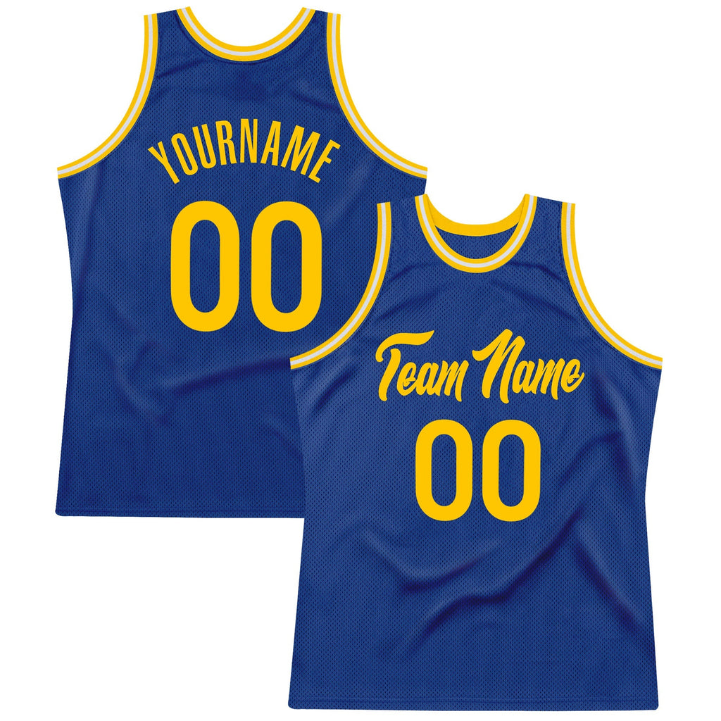 Custom Basketball Jersey - Royal Gold-White Throwback - Style Royal0106