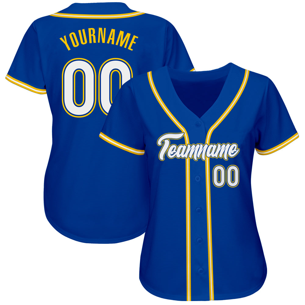 Custom Baseball Jersey - Royal White-Gold