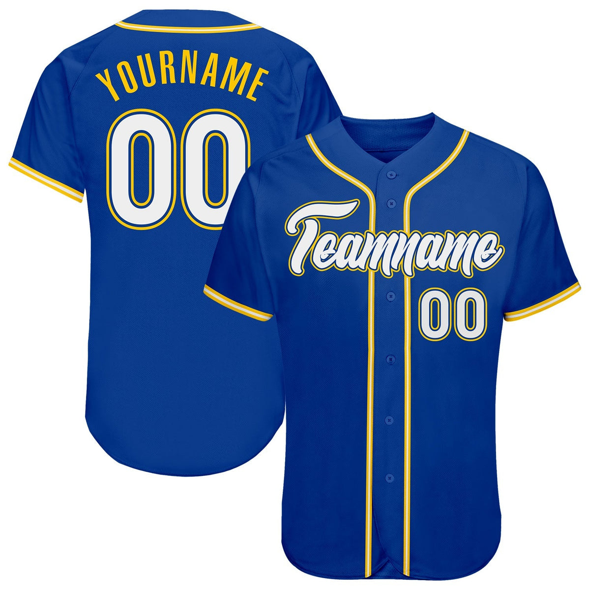 Custom Baseball Jersey - Royal White-Gold
