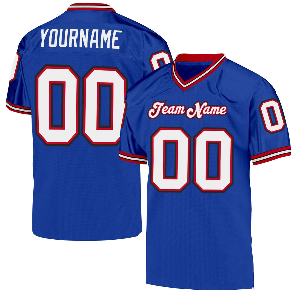 Custom Football Jersey - Royal White-Red Mesh Throwback - Style Royal0152