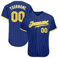 Custom Baseball Jersey - Royal White Pinstripe Gold-White