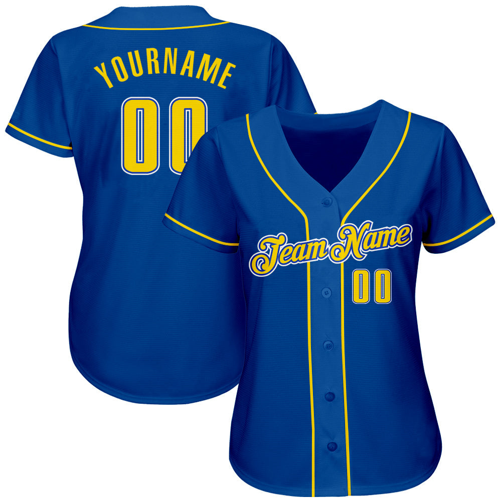 Custom Baseball Jersey - Royal Gold-White