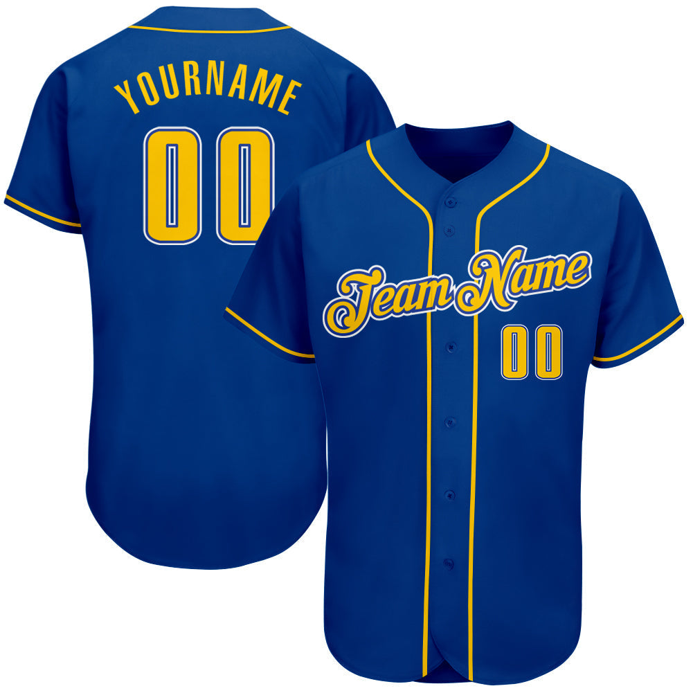 Custom Baseball Jersey - Royal Gold-White