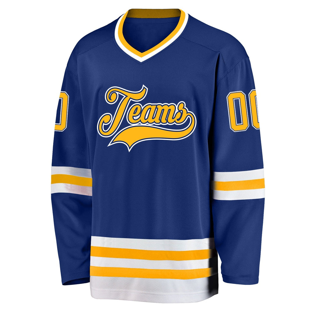 Custom Hockey Jersey - Royal Gold-White - Style Royal0193