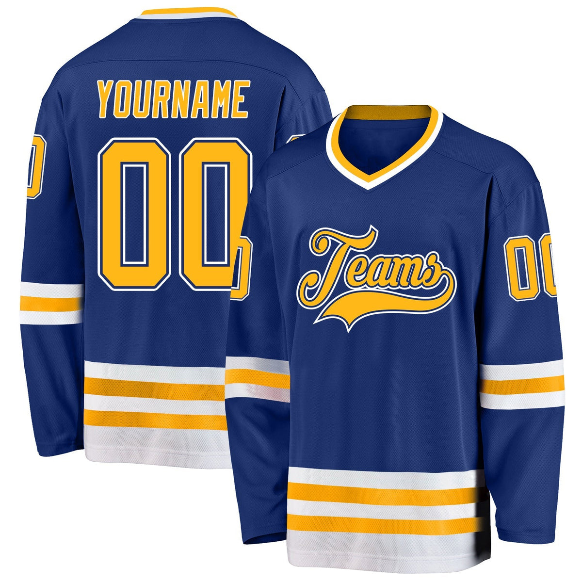 Custom Hockey Jersey - Royal Gold-White - Style Royal0193