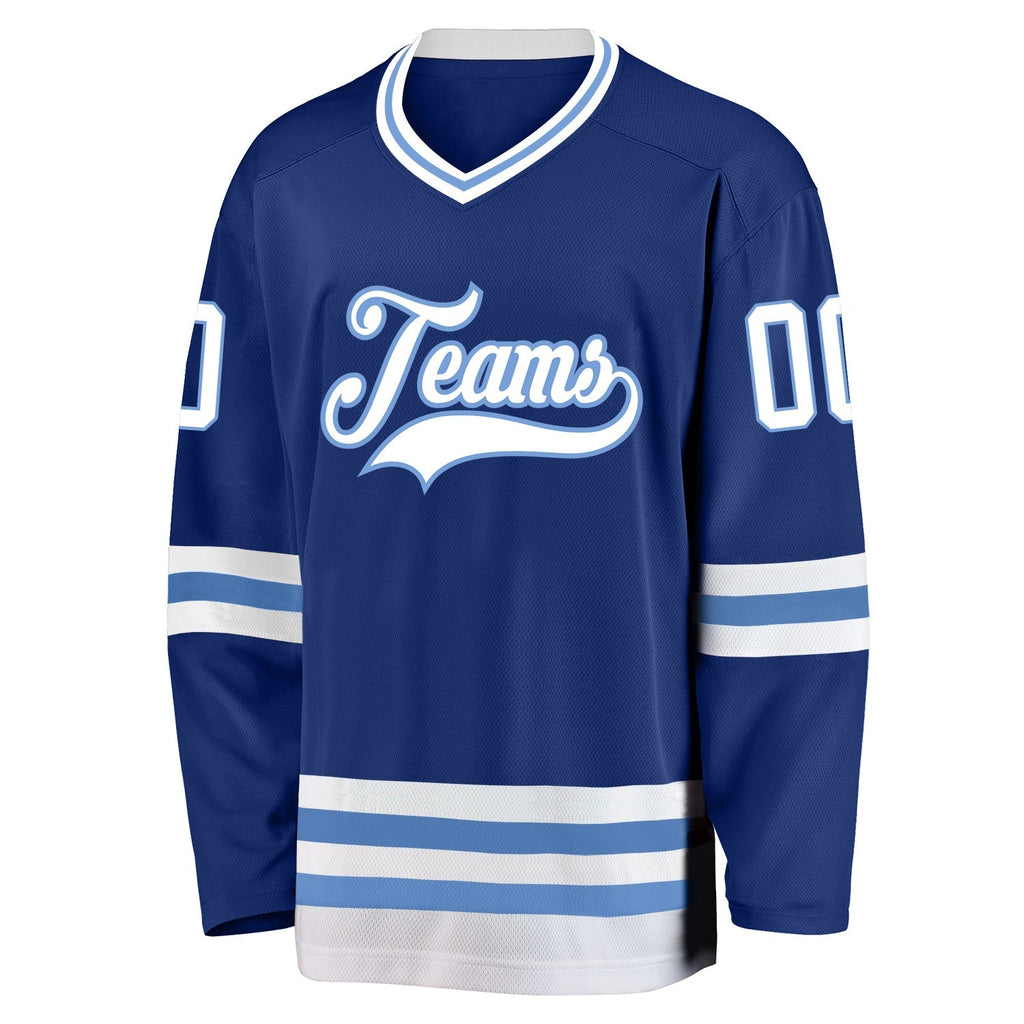 Custom Hockey Jersey - Royal White-Light Blue - Style Royal0194