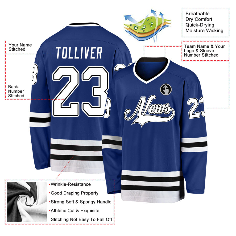 Custom Hockey Jersey - Royal White-Black - Style Royal0214