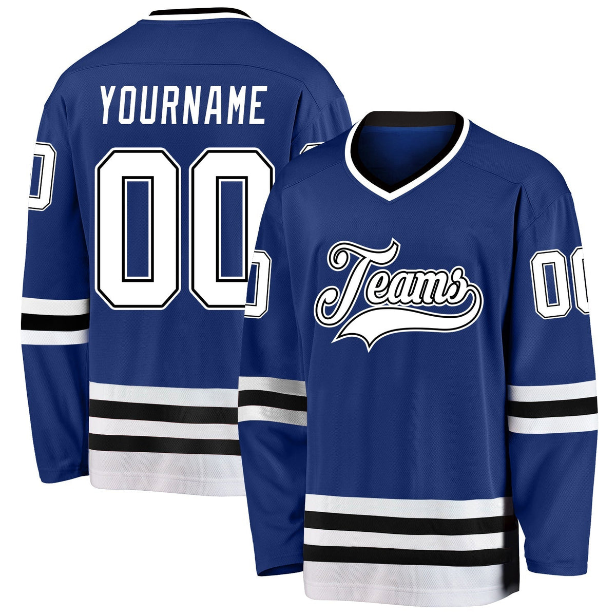 Custom Hockey Jersey - Royal White-Black - Style Royal0214