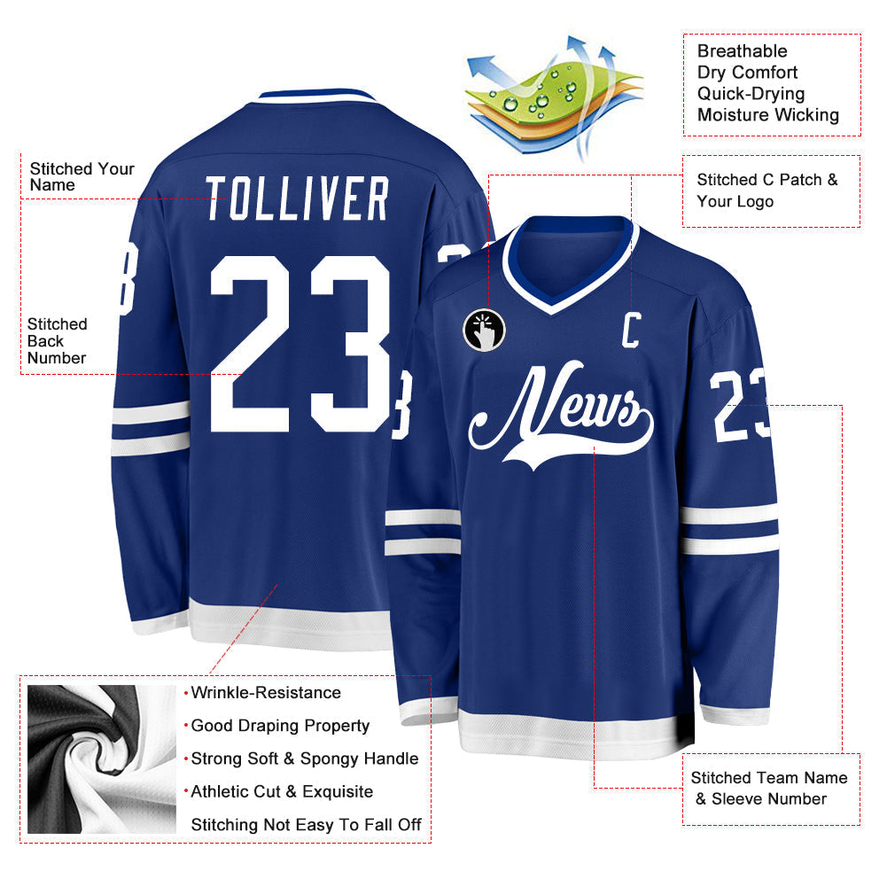 Custom Hockey Jersey - Royal White - Style Royal0249