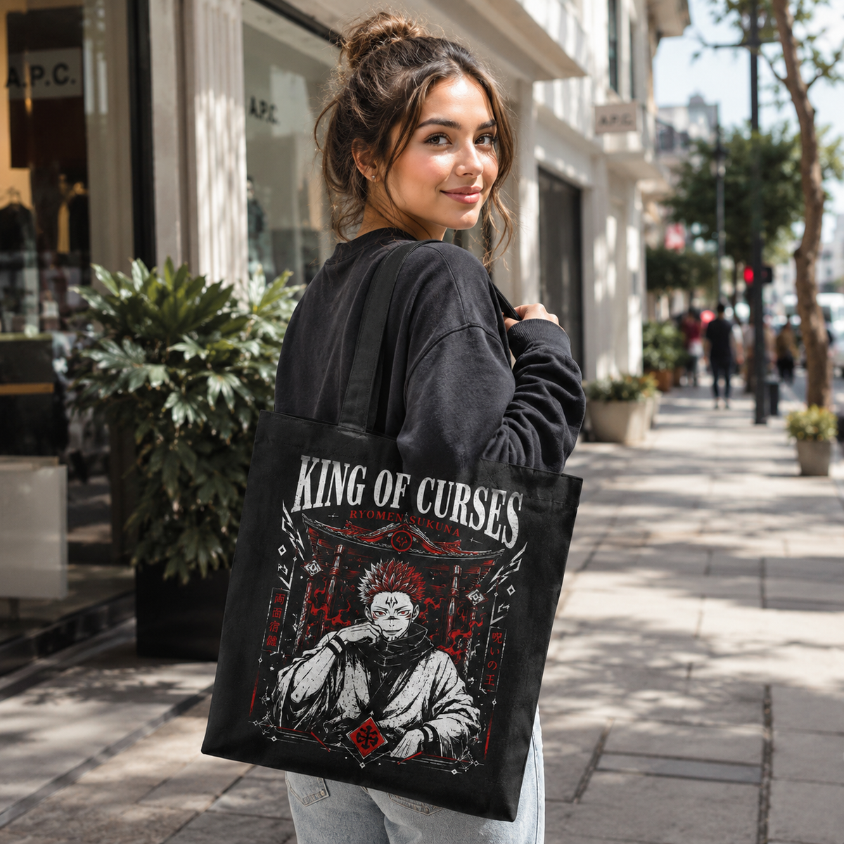 Ryomen Sukuna Jujutsu Kaisen Anime Canvas Tote Bag - King Of Curses - Style 03