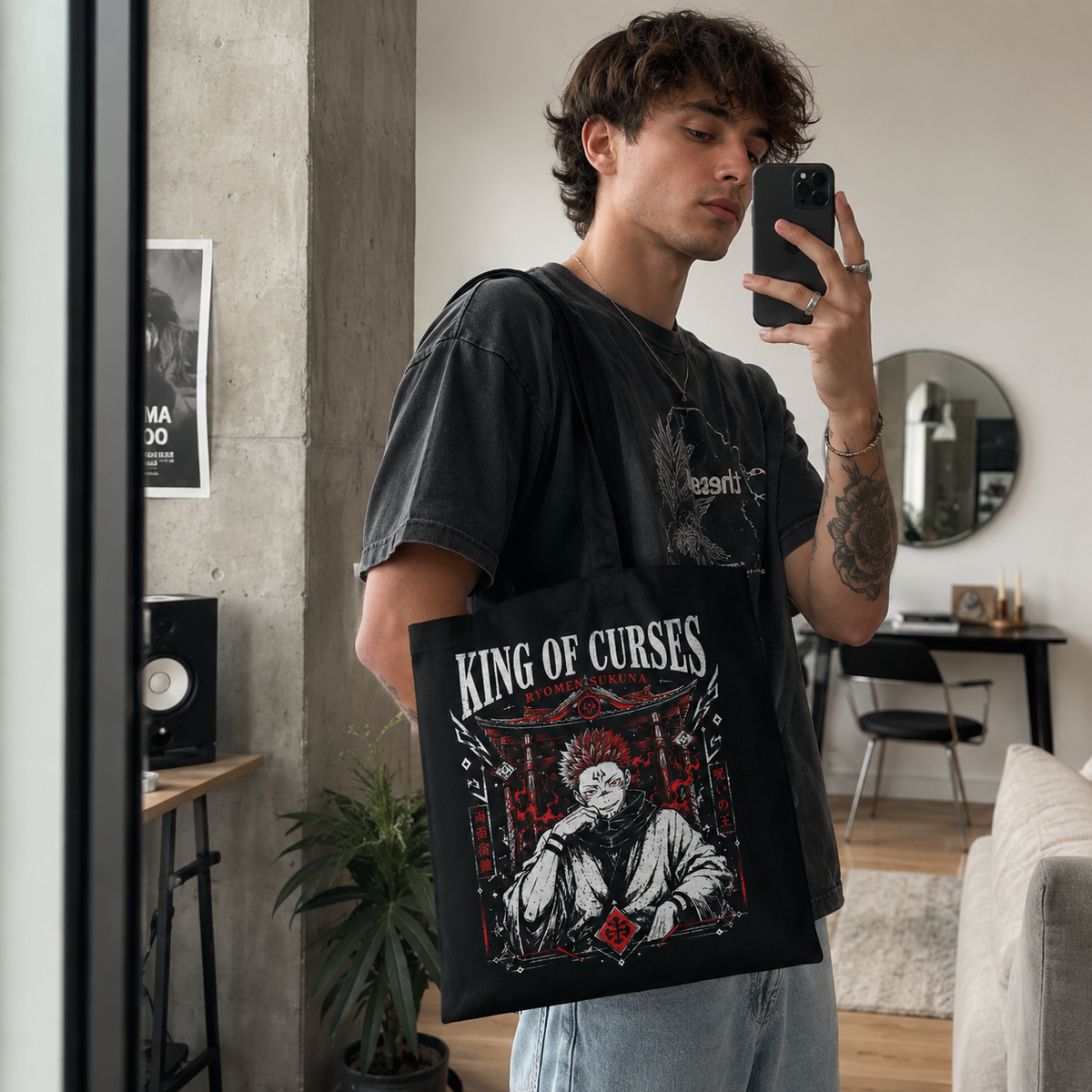 Ryomen Sukuna Jujutsu Kaisen Anime Canvas Tote Bag - King Of Curses - Style 03
