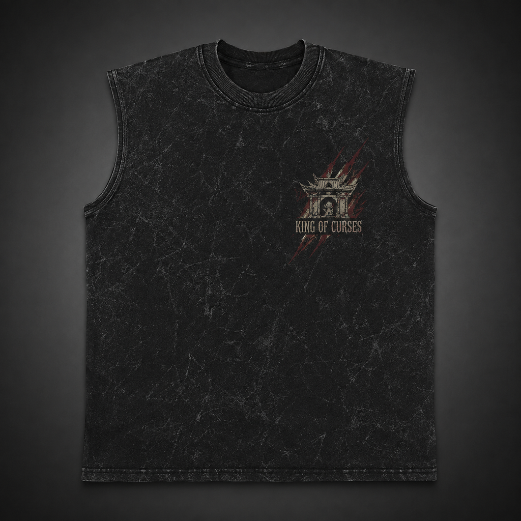 Ryomen Sukuna Jujutsu Kaisen Anime Tank Top - Malevolent Shrine Acid Wash Vest - Style 03