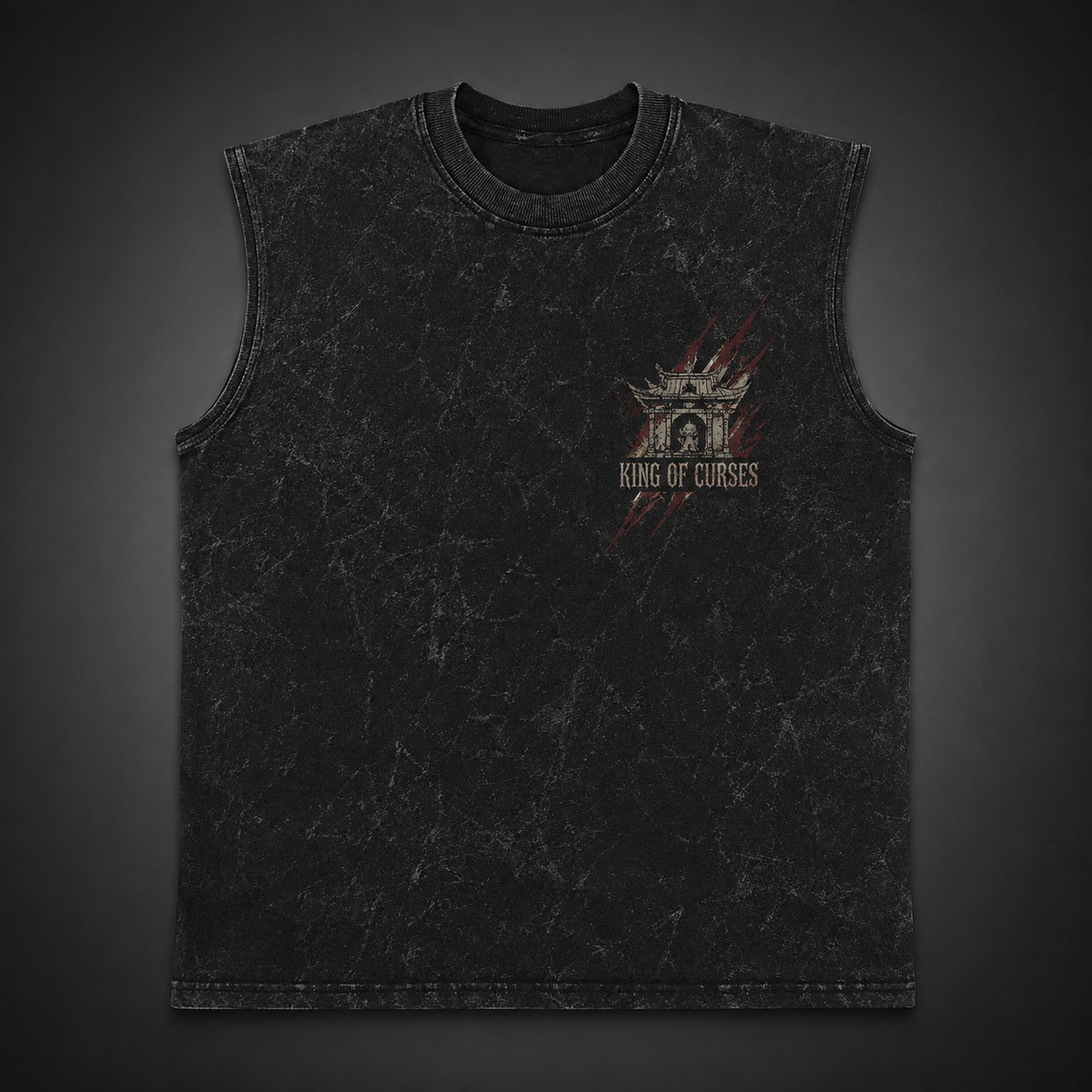 Ryomen Sukuna Jujutsu Kaisen Anime Tank Top - Malevolent Shrine Acid Wash Vest - Style 03