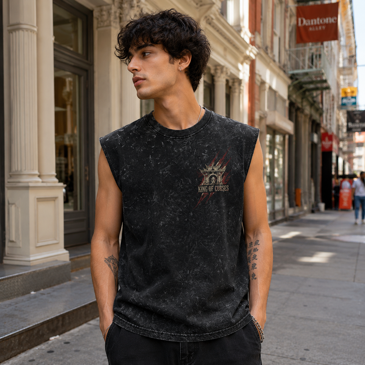 Ryomen Sukuna Jujutsu Kaisen Anime Tank Top - Malevolent Shrine Acid Wash Vest - Style 03