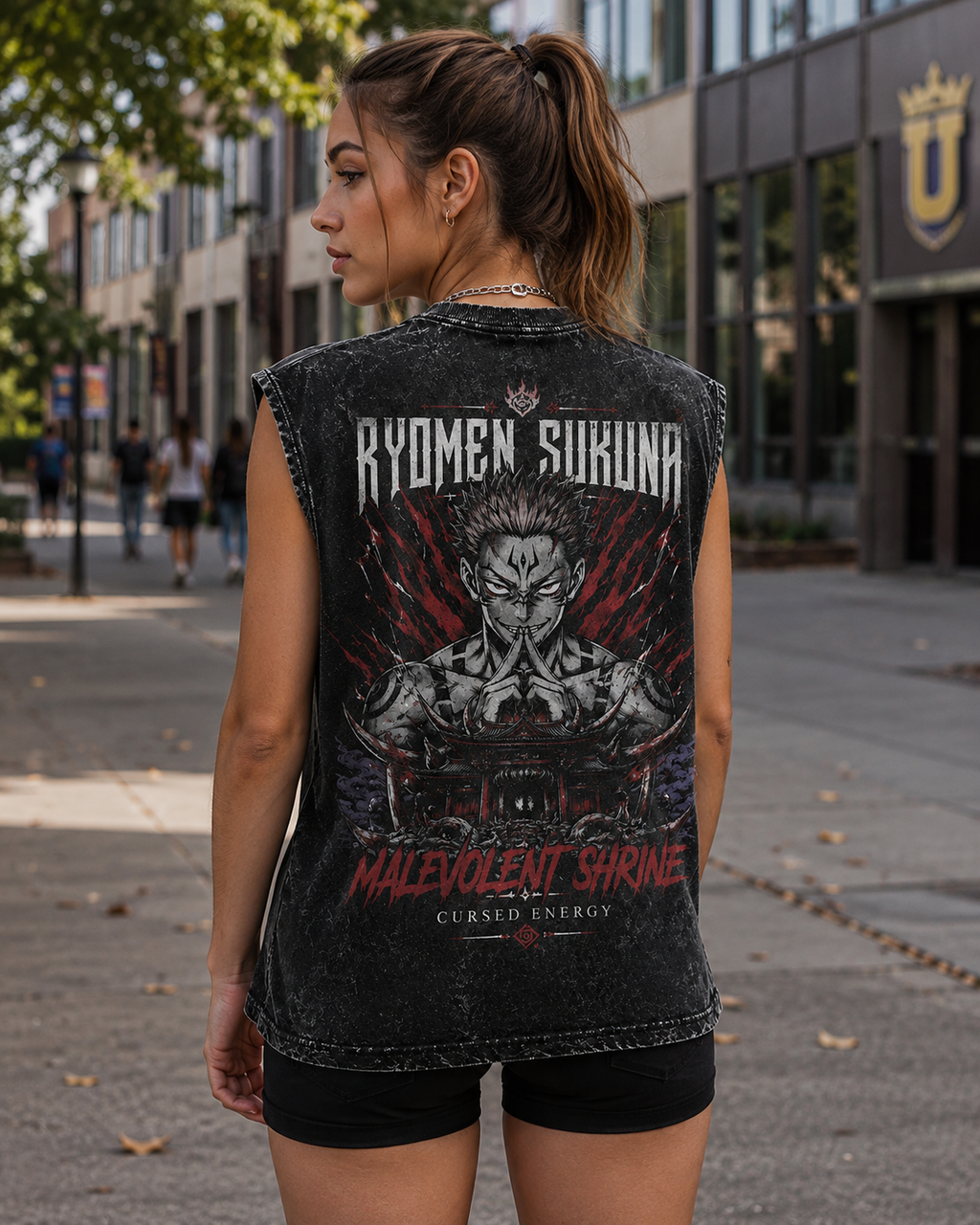 Ryomen Sukuna Jujutsu Kaisen Anime Tank Top - Malevolent Shrine Acid Wash Vest - Style 02