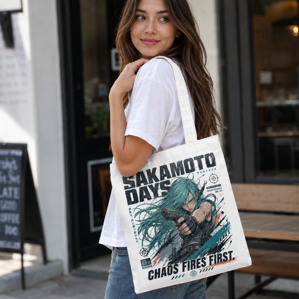 Sakamoto Days Anime Canvas Tote Bag - Chaos Fires First