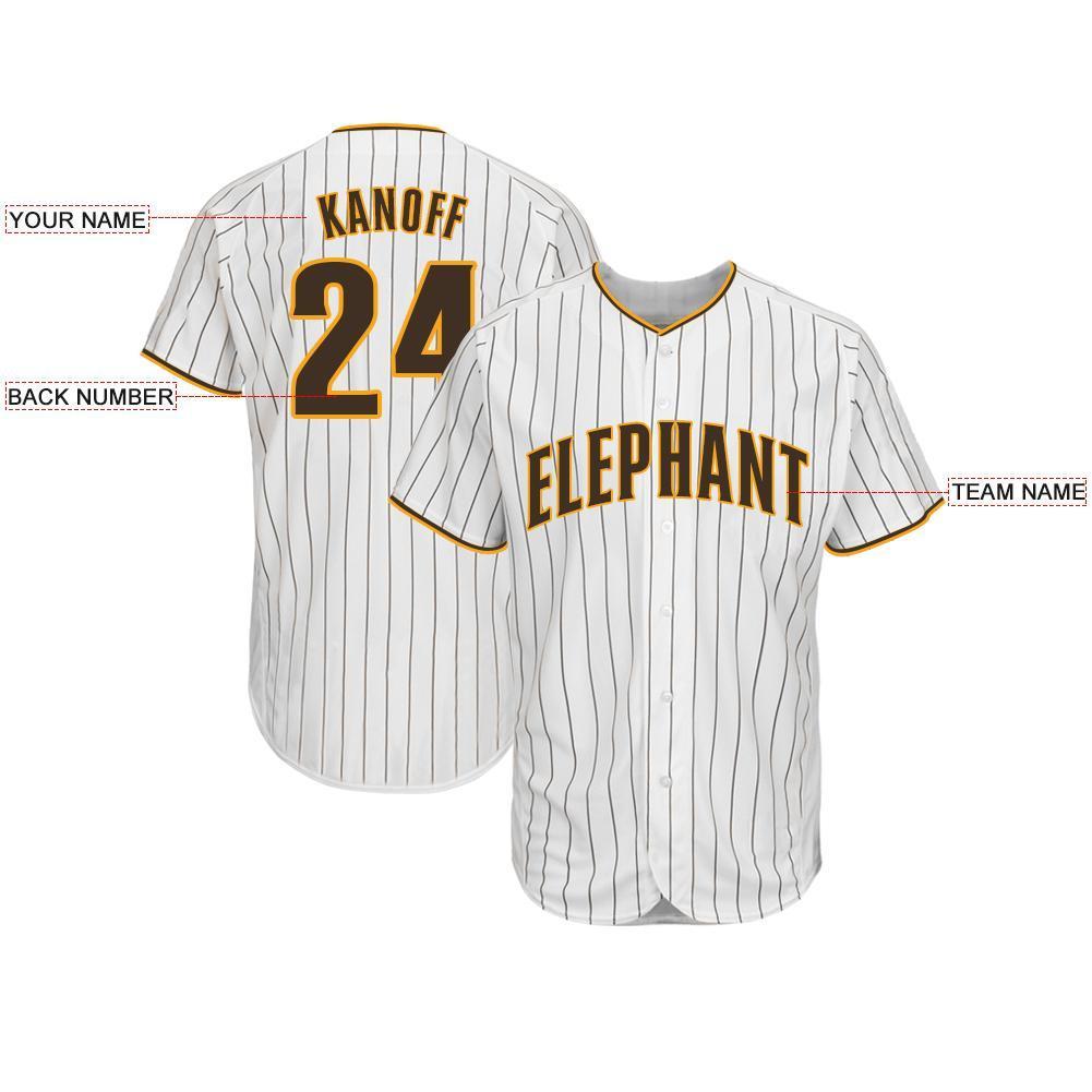 Custom Baseball Jersey - White Brown Pinstripe Brown-Gold