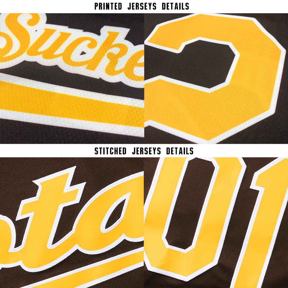 Custom Baseball Jersey - Brown Gold-White