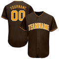 Custom Baseball Jersey - Brown Gold-White