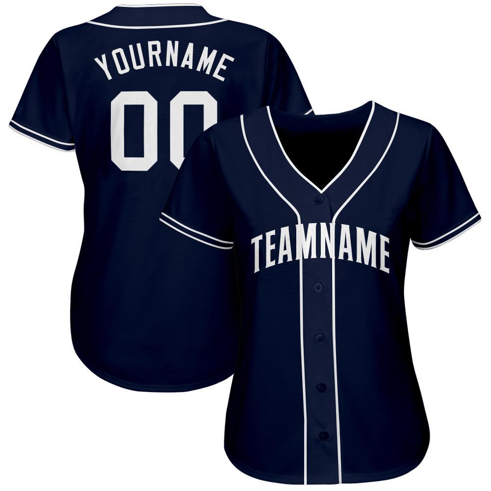Custom Baseball Jersey - Navy White