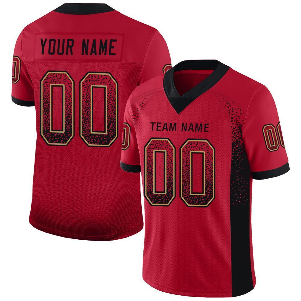 Custom Football Jersey - Red Black-Old Gold Drift Fashion