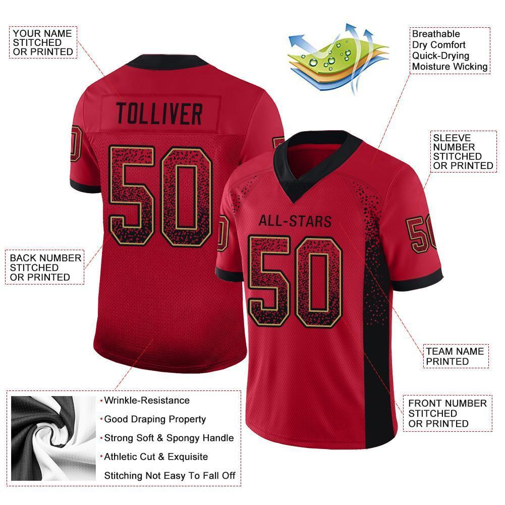 Custom Football Jersey - Red Black-Old Gold Drift Fashion