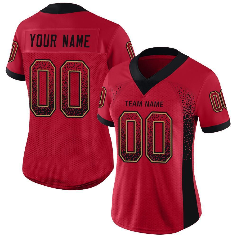 Custom Football Jersey - Red Black-Old Gold Drift Fashion