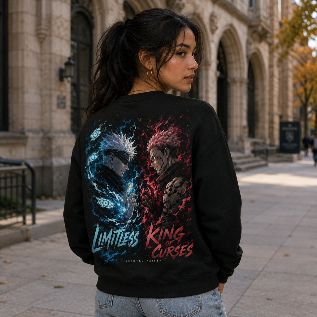 Satoru Gojo and Ryomen Sukuna Jujutsu Kaisen Anime Sweatshirt - Limitless Vs Curses