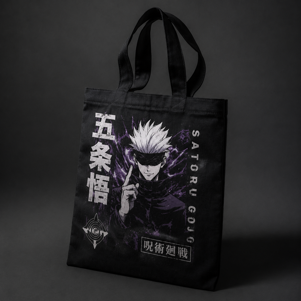 Satoru Gojo Jujutsu Kaisen Anime Canvas Tote Bag - Gojo Kanji Portrait