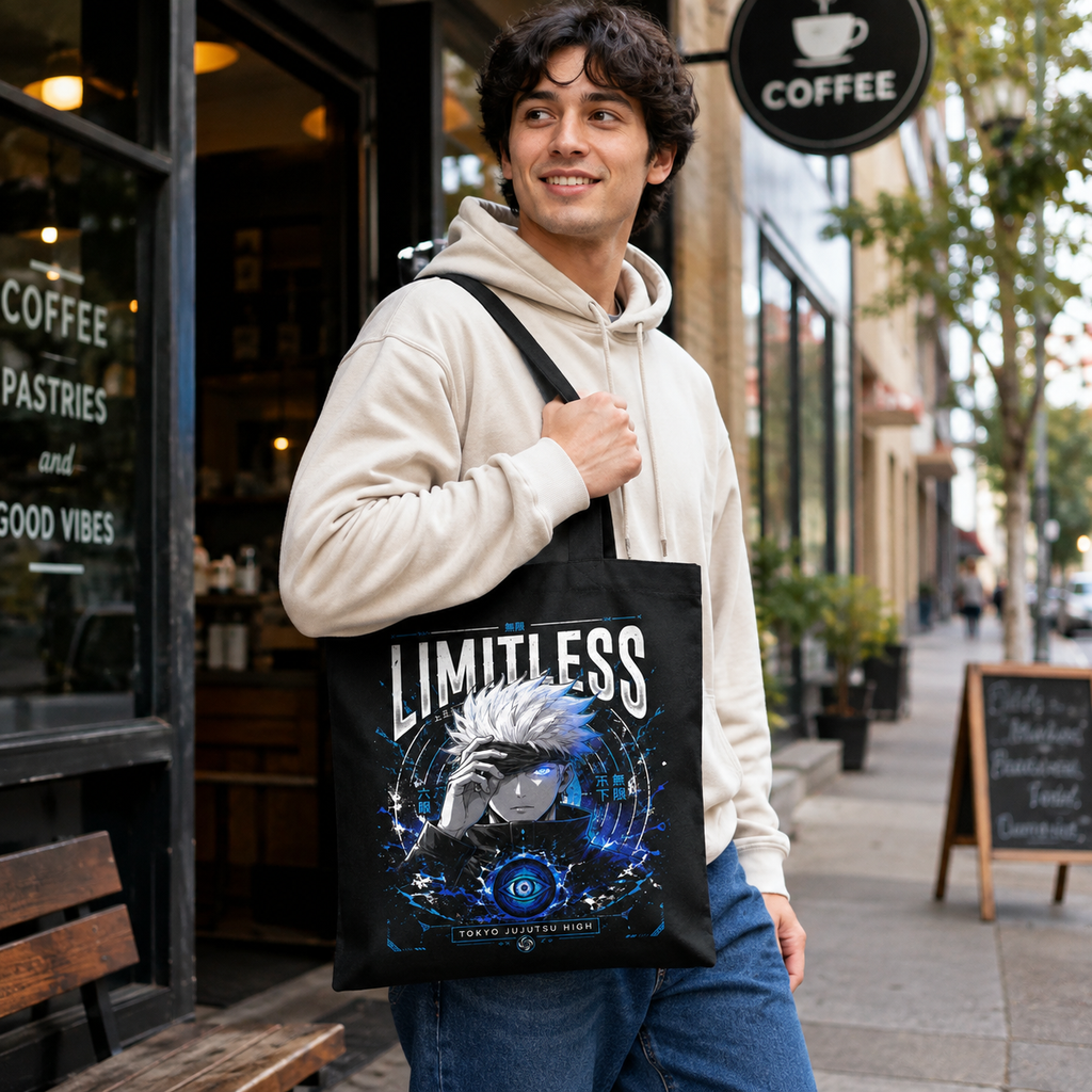 Satoru Gojo Jujutsu Kaisen Anime Canvas Tote Bag - Limitless Blue
