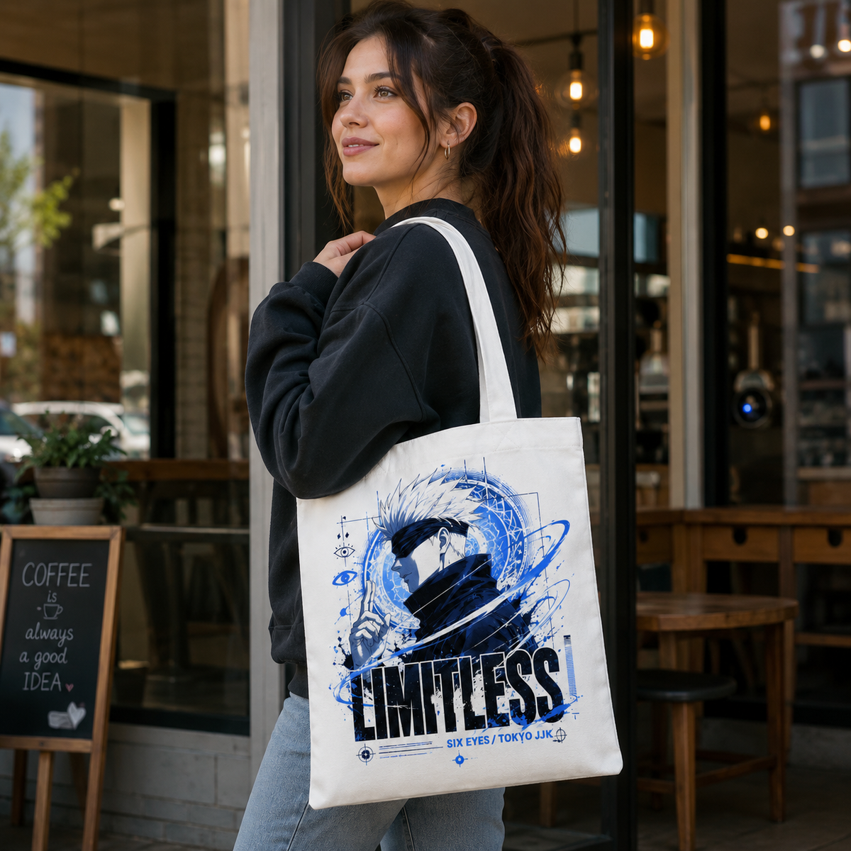 Satoru Gojo Jujutsu Kaisen Anime Canvas Tote Bag - Limitless Six Eyes