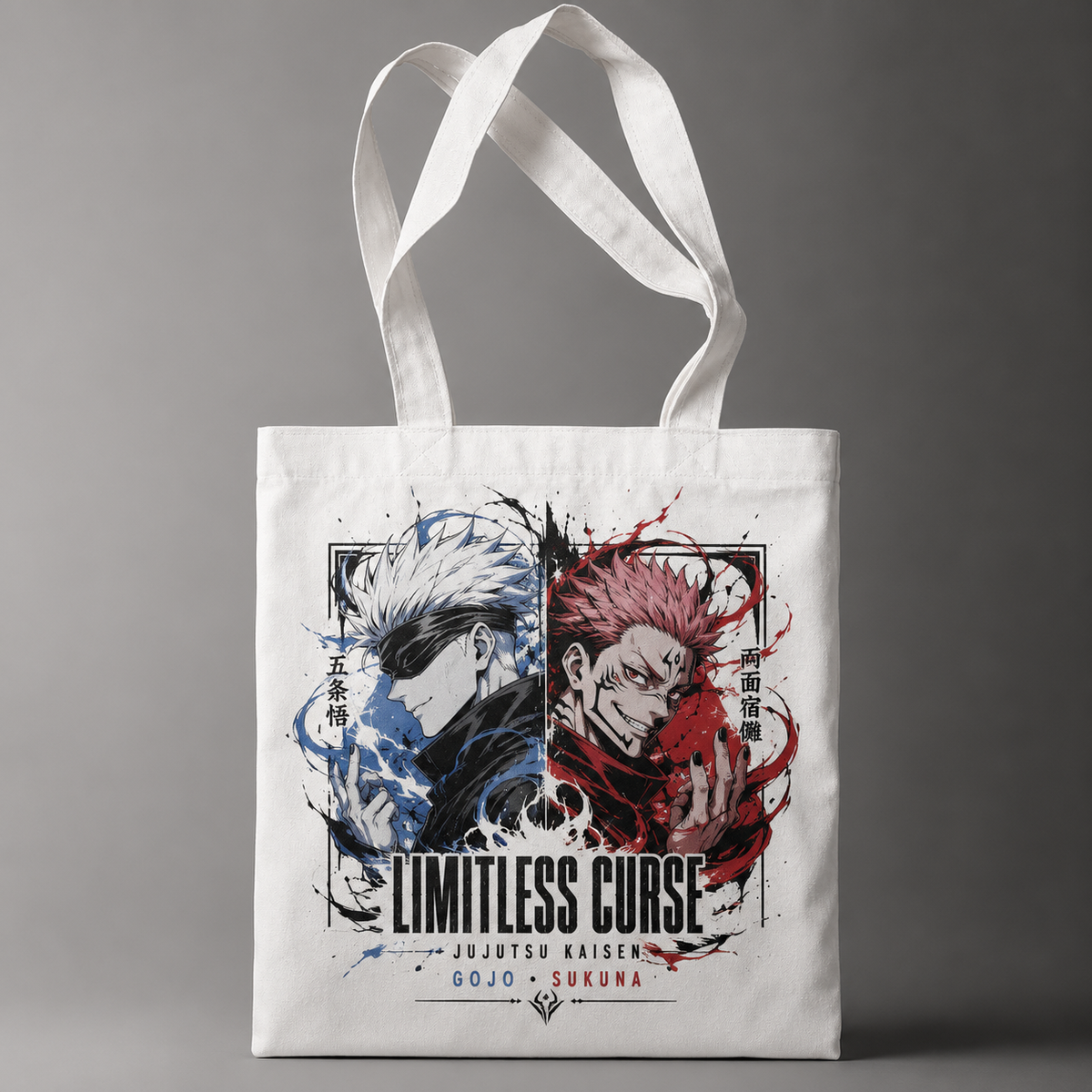 Satoru Gojo & Ryomen Sukuna Jujutsu Kaisen Anime Canvas Tote Bag - Limitless Curse