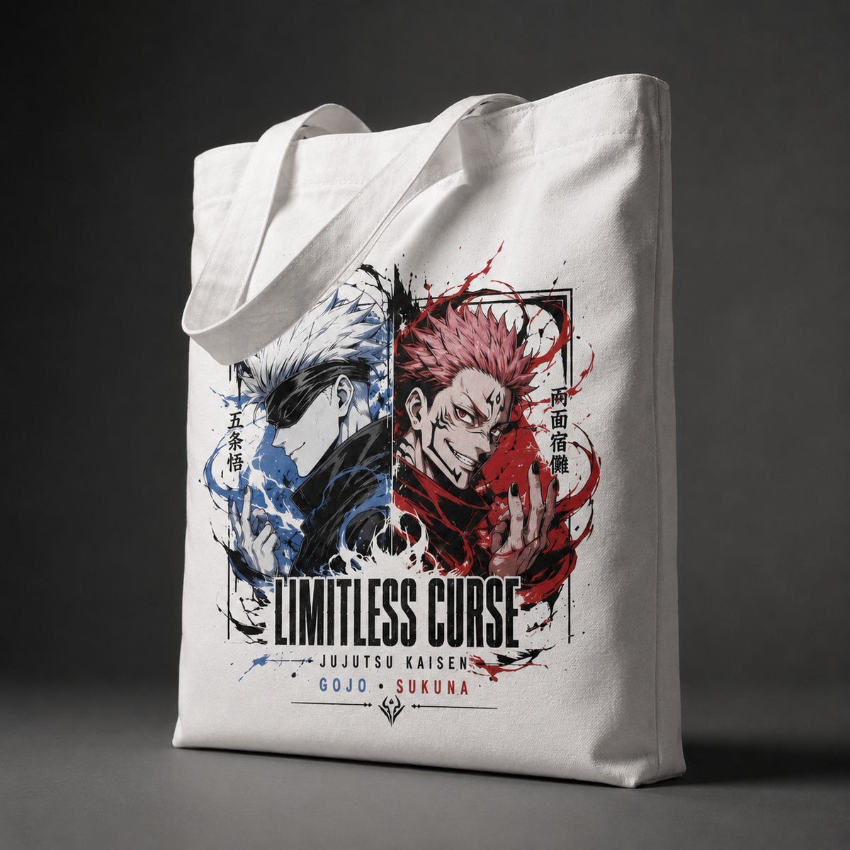 Satoru Gojo & Ryomen Sukuna Jujutsu Kaisen Anime Canvas Tote Bag - Limitless Curse