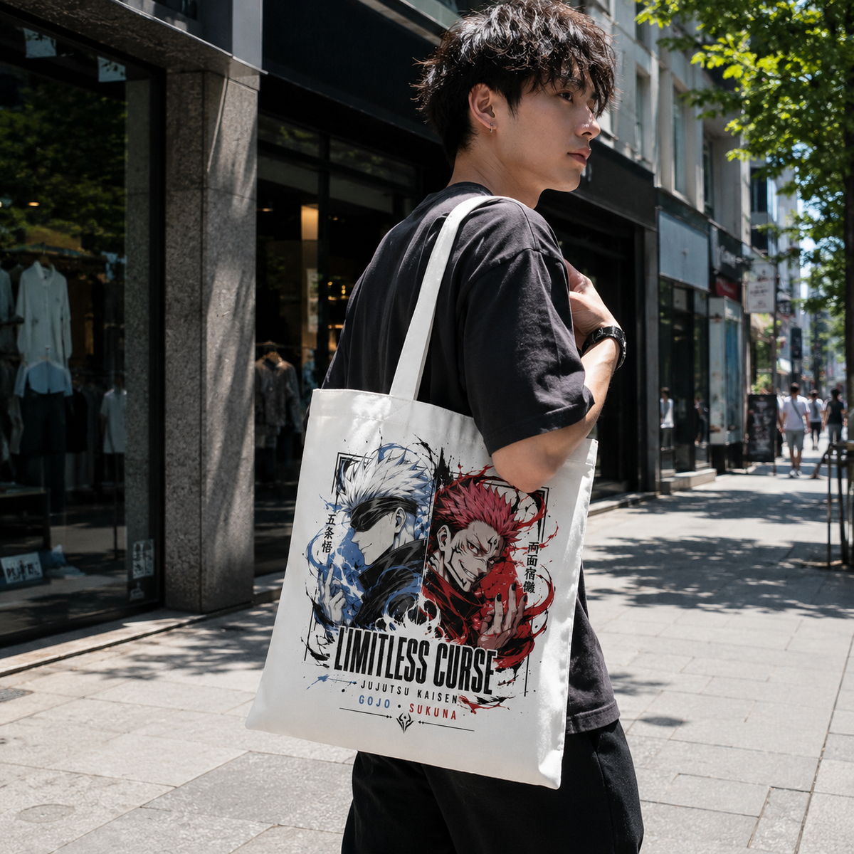 Satoru Gojo & Ryomen Sukuna Jujutsu Kaisen Anime Canvas Tote Bag - Limitless Curse