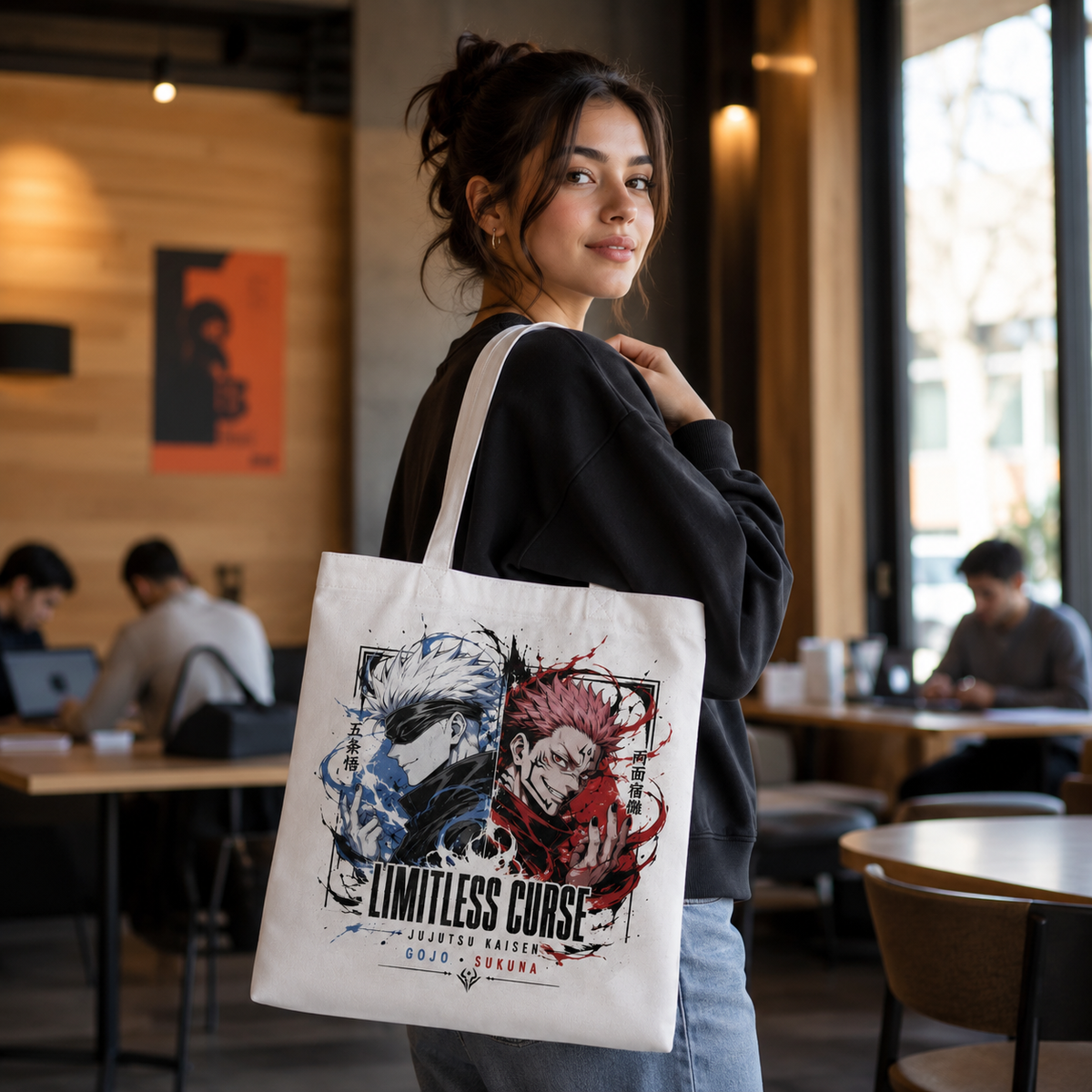 Satoru Gojo & Ryomen Sukuna Jujutsu Kaisen Anime Canvas Tote Bag - Limitless Curse