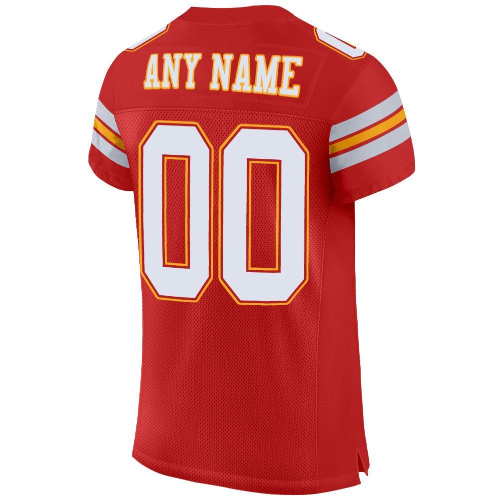 Custom Football Jersey - Scarlet White-Gold Mesh