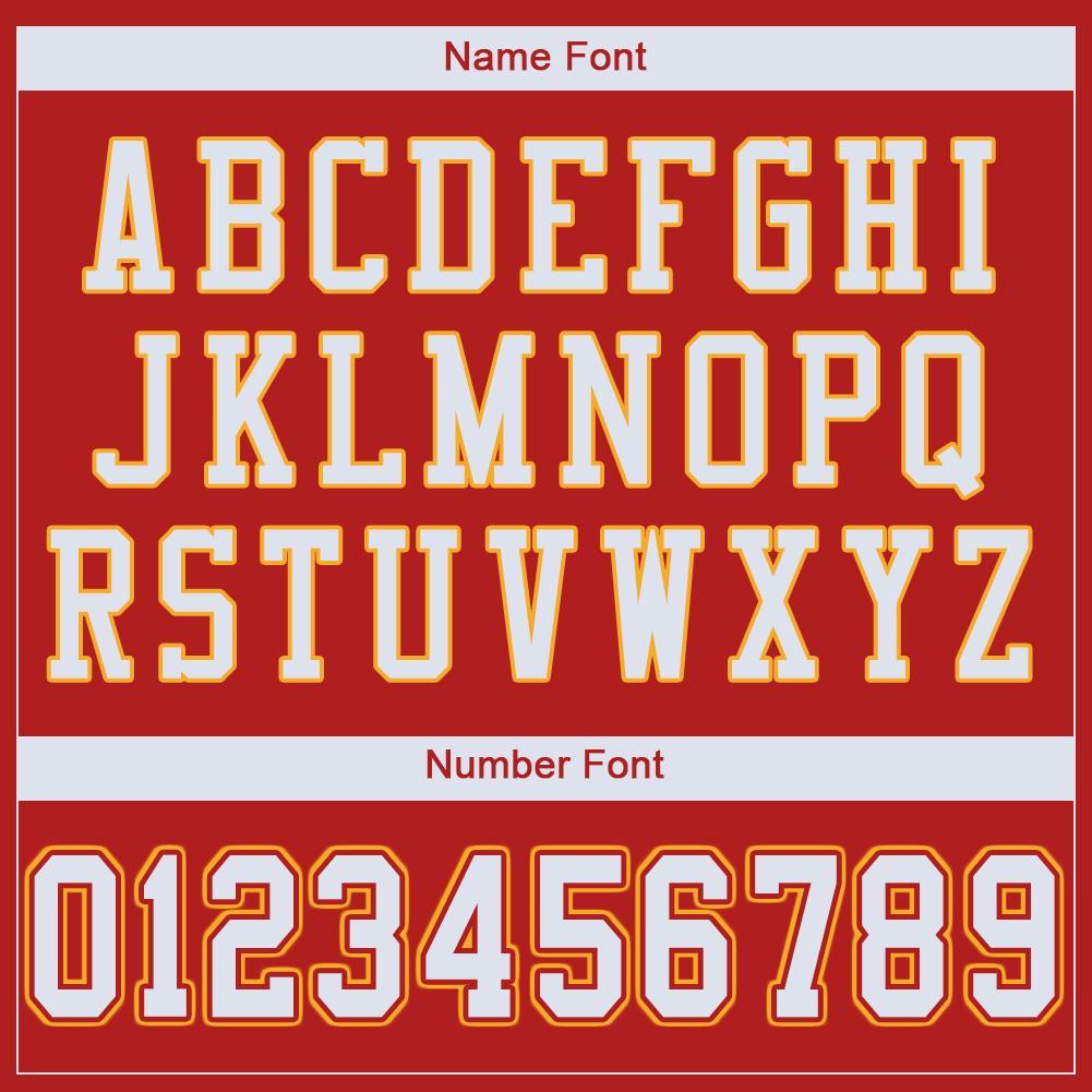 Custom Football Jersey - Scarlet White-Gold Mesh