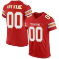 Custom Football Jersey - Scarlet White-Gold Mesh
