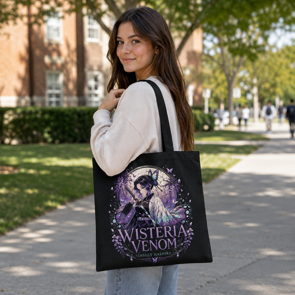 Shinobu Kocho (Insect Hashira emblem) Demon Slayer Anime Canvas Tote Bag - Kocho Estate