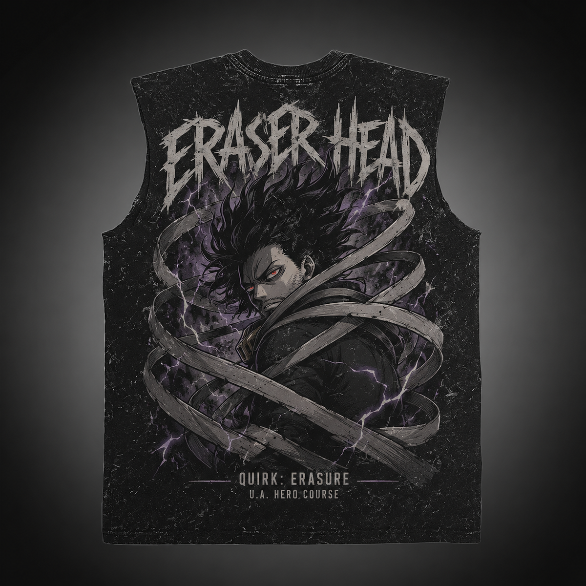 Shota Aizawa My Hero Academia Anime Tank Top - Eraser Head Quirk Erasure Acid Wash Vest