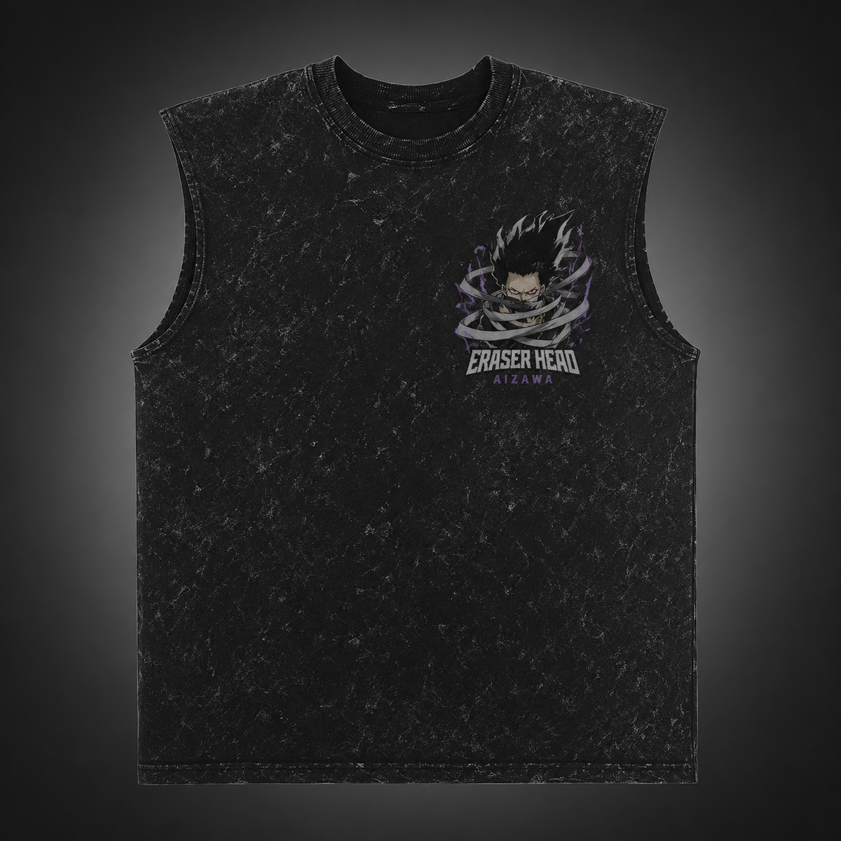 Shota Aizawa My Hero Academia Anime Tank Top - Eraser Head Quirk Erasure Acid Wash Vest