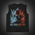 Shoto Todoroki My Hero Academia Anime Tank Top - Half Cold Half Hot Acid Wash Vest