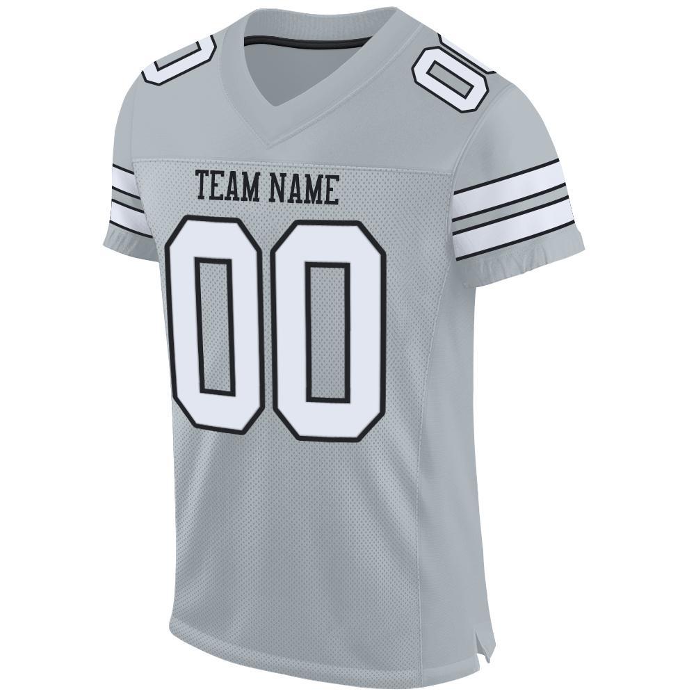 Custom Football Jersey - Silver White-Black Mesh - Style Silver0001