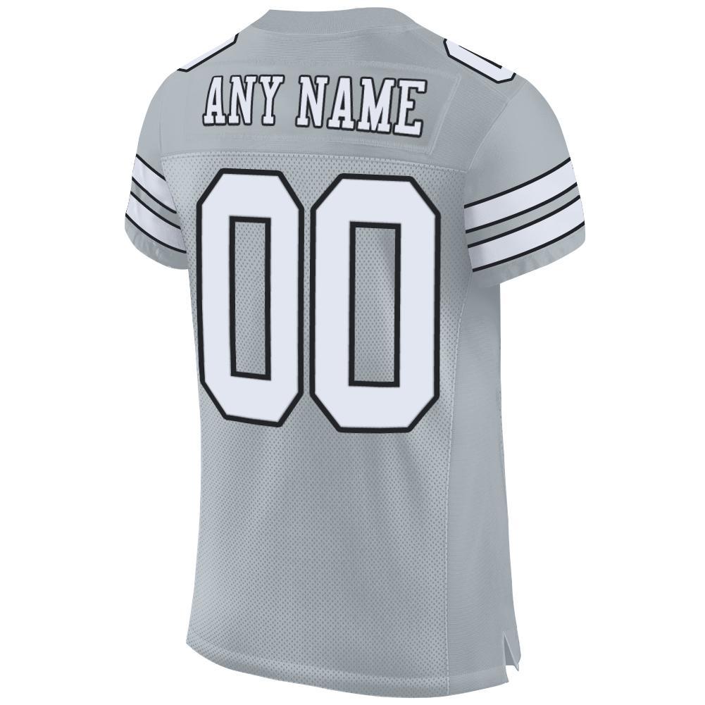 Custom Football Jersey - Silver White-Black Mesh - Style Silver0001