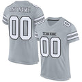 Custom Football Jersey - Silver White-Black Mesh - Style Silver0001