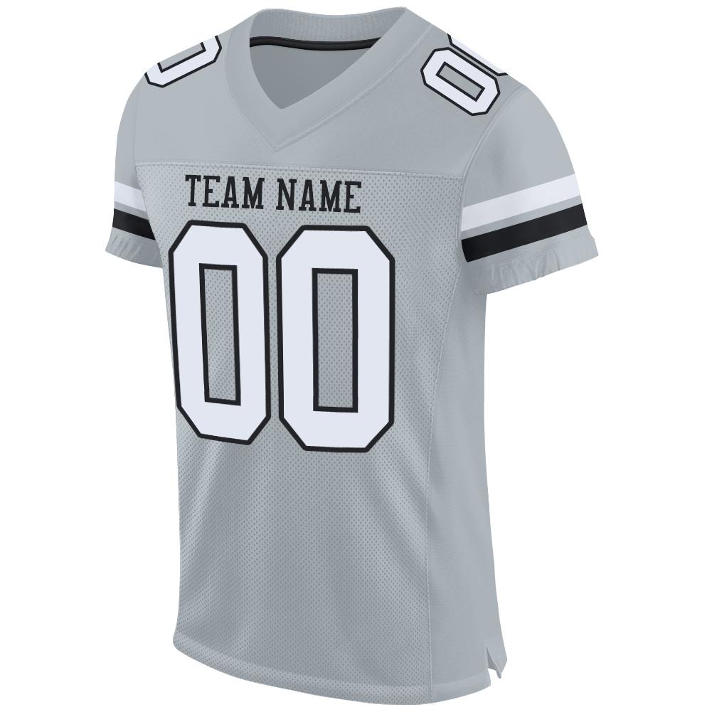 Custom Football Jersey - Silver White-Black Mesh - Style Silver0003
